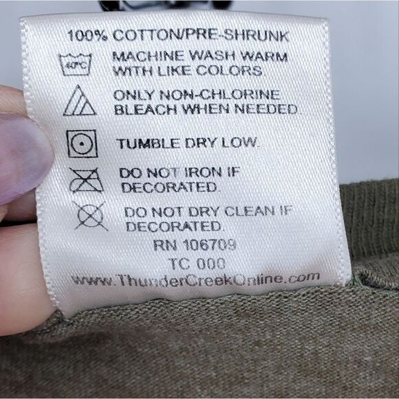 Thunder Creek Army Green Crew Neck Graphic Design T-Shirt With Short Sleeves - Picture 4 of 8